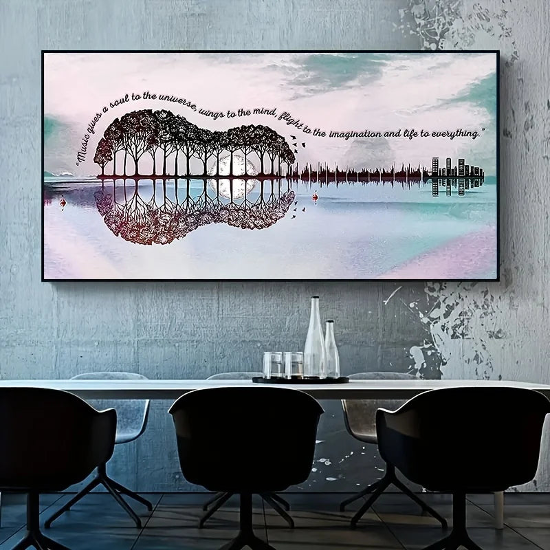 1 stuk grote diamantschilderijsets voor volwassenen, gitaarboomlandschapsschilderij met diamanten, volledige ronde borduurwerkafbeeldingen