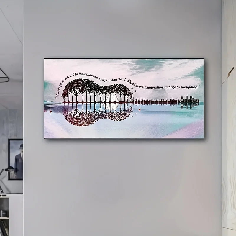 1 stuk grote diamantschilderijsets voor volwassenen, gitaarboomlandschapsschilderij met diamanten, volledige ronde borduurwerkafbeeldingen