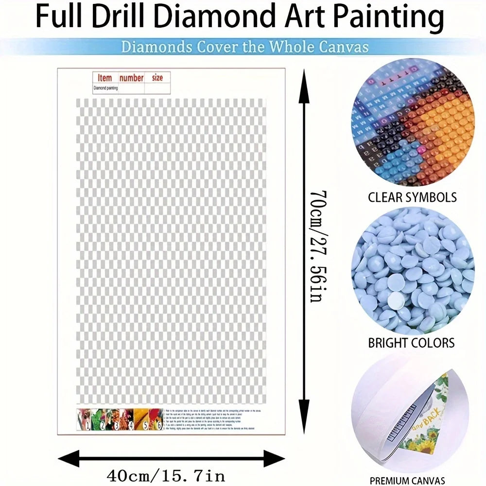 1 stuk 5D Diamond Painting Kit "Beauty and Wolf" - Volledige ronde diamantkunst, fantasiethema canvas mozaïek DIY knutselwerk, woondecoratie