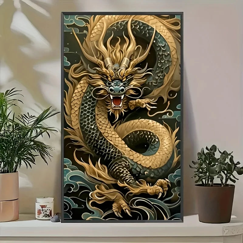 1 stuk DIY populaire grote maat 40 * 70 cm / 15,7 * 27,5 inch volwassen beginners diamantschilderset, thema Wolken Zee Gouden Schalen, Kerstmis