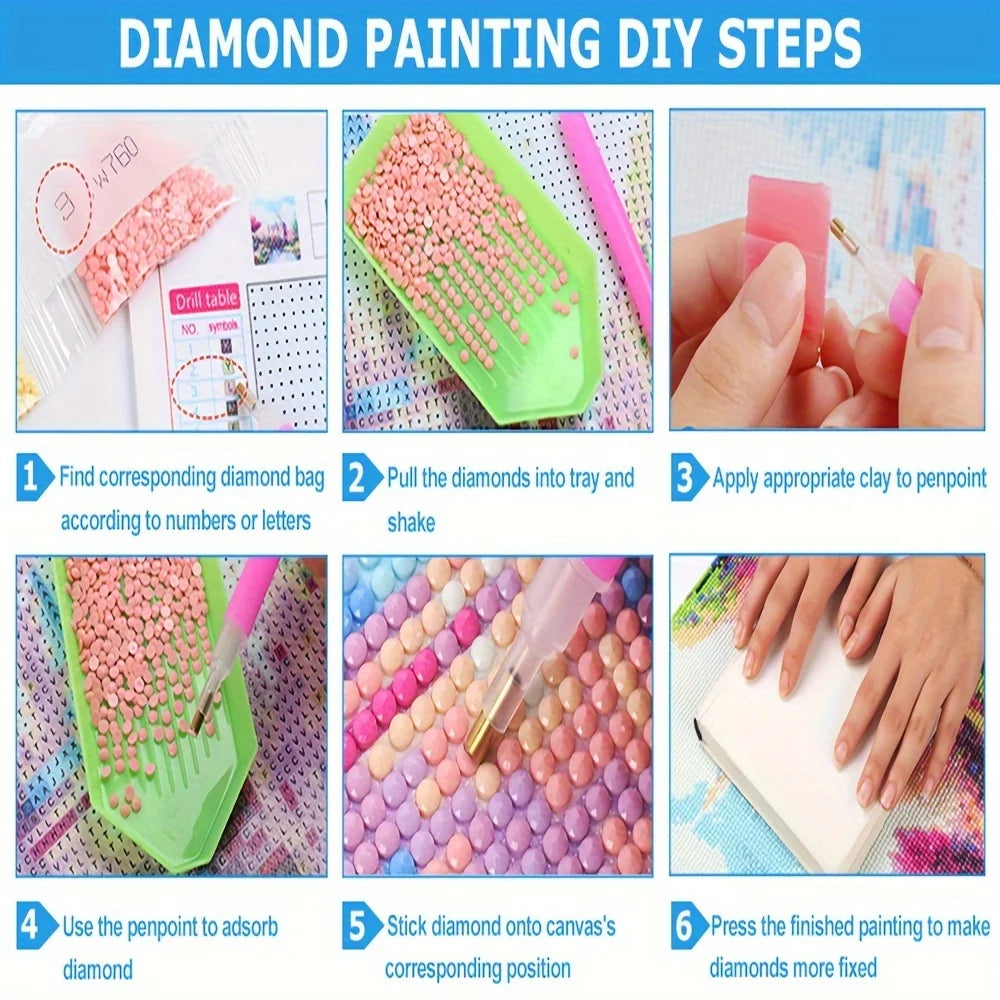 1 stuk 5D Diamond Painting Kit "Beauty and Wolf" - Volledige ronde diamantkunst, fantasiethema canvas mozaïek DIY knutselwerk, woondecoratie