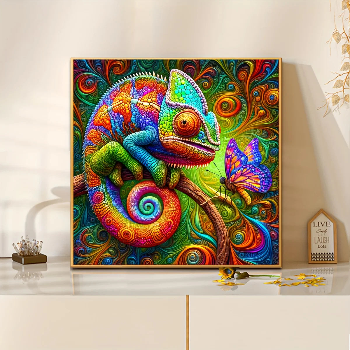 1 stuk JOZYSH 5D Diamond Painting Kit, Kleur Kameleon Dierenthema, Acryl (PMMA) Volledige Boor Rond Vierkant DIY Knutselwerk, Handgemaakt