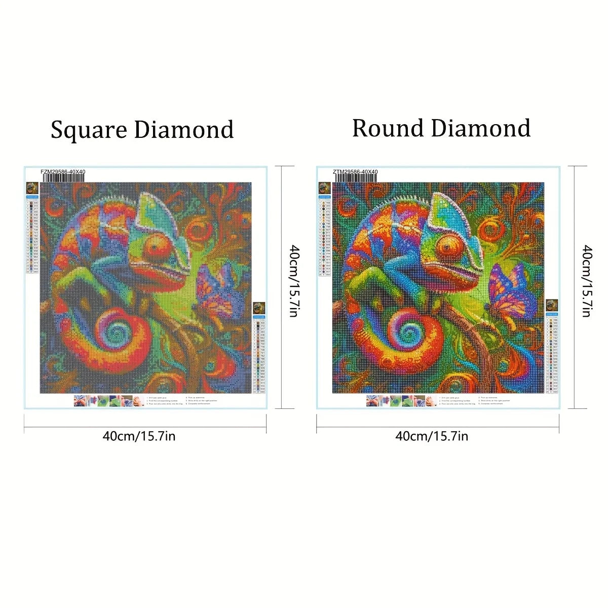 1 stuk JOZYSH 5D Diamond Painting Kit, Kleur Kameleon Dierenthema, Acryl (PMMA) Volledige Boor Rond Vierkant DIY Knutselwerk, Handgemaakt