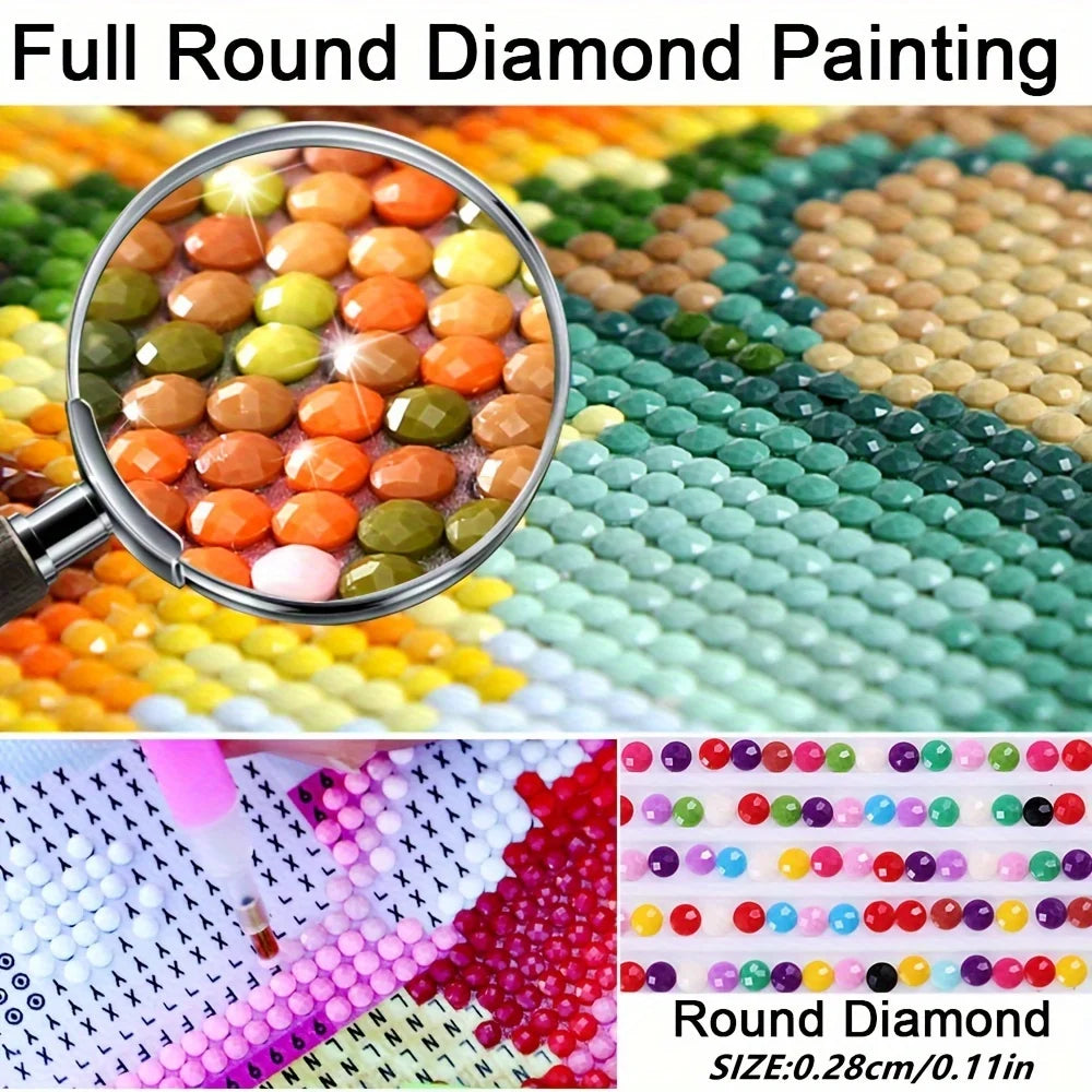 1 stuk 5D Diamond Painting Kit "Beauty and Wolf" - Volledige ronde diamantkunst, fantasiethema canvas mozaïek DIY knutselwerk, woondecoratie