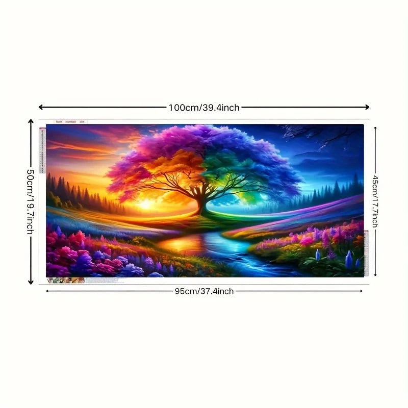 1 stuk Grote boom des levens kunstpatroon diamantschilderijset, 5D DIY mozaïek volledige ronde kristallen diamant ingelegd digitaal olieverfschilderij